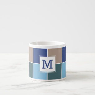 Xícara De Espresso Azulejos náuticos monograma espresso mug personali