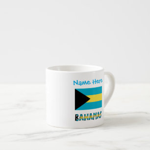 Xícara De Espresso Bahamas e Bandeira Bahamiana com o Seu Nome