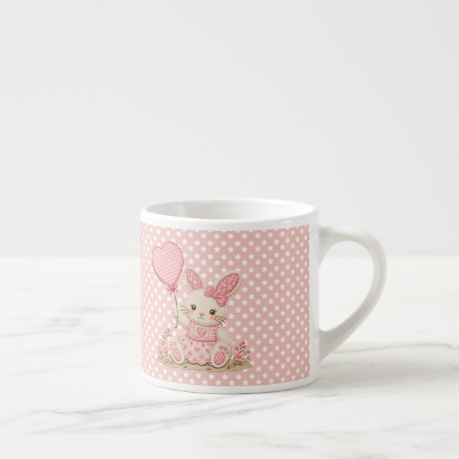 Xícara De Espresso Balão de Coelho Rosa (Direita)