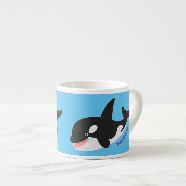Xícara De Espresso Baleia assassina engraçada ou orca ilustração de d (Frente Esquerda)