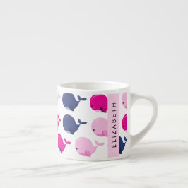 Xícara De Espresso Baleias Cutas, Padrão De Baleias, Seu Nome