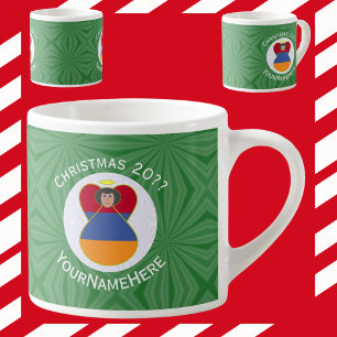 Xícara De Espresso Bandeira de Natal do Anjo Armênio Personalizada