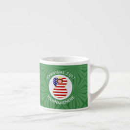 Xícara De Espresso Bandeira de Natal Personalizada Anjo EUA Cabelo Ve