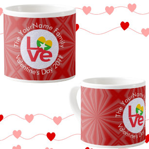 Xícara De Espresso Bandeira do Myanmar birmanesa Coração AMOR Vermelh