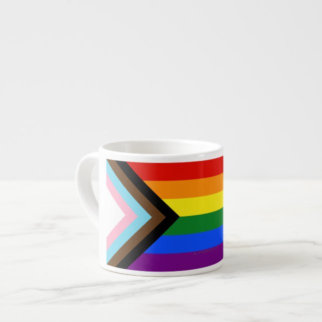Xícara De Espresso Bandeira do Orgulho Progressivo de SlipperyJoe sei (Frente Esquerda)
