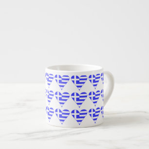Xícara De Espresso Bandeira Grega Funky Coração Tiled