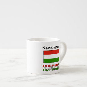 Xícara De Espresso Bandeira Húngara Hungria Personalização Preta