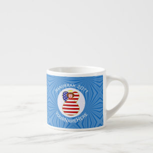 Xícara De Espresso Bandeira Personalizada do Hanukkah com Cabelo Verm