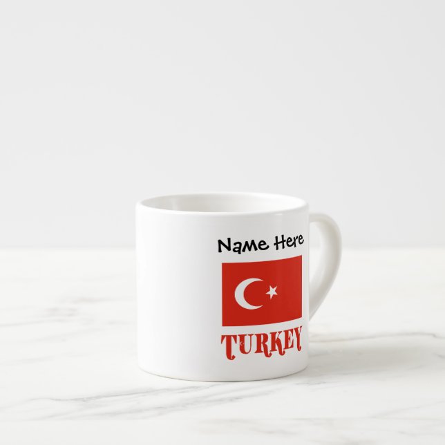 Xícara De Espresso Bandeira turca e Turquia personalizada (Frente Esquerda)