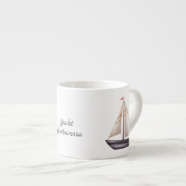Xícara De Espresso Barco à Vela Marrom e Nome