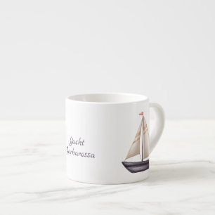 Xícara De Espresso Barco à Vela Marrom e Nome