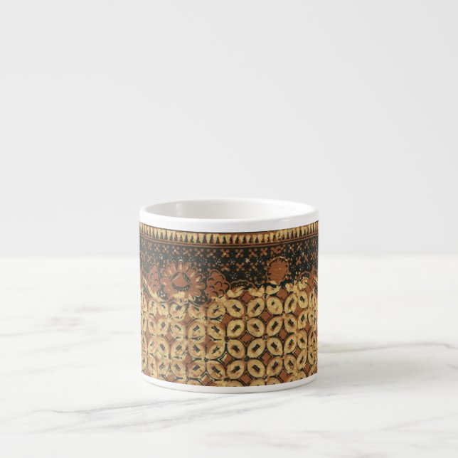 Xícara De Espresso Batik Earthy Grão de Café Elegante Rústico Áspero (Frente)