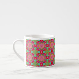 Xícara De Espresso Beautiful Hot Pink and Green Floral