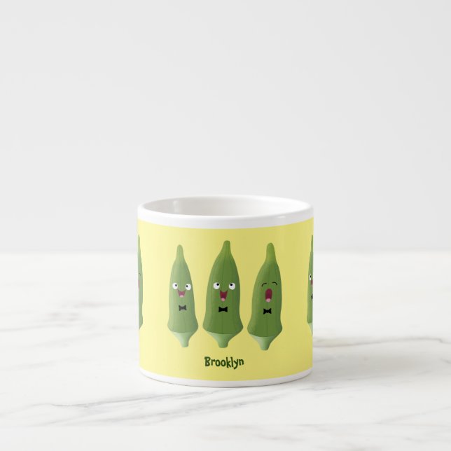 Xícara De Espresso Bela caricatura de okra (Frente)