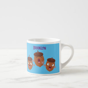 Xícara De Espresso Belas bolotas felizes cantando cartoon para crianç
