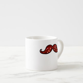 XÍCARA DE ESPRESSO BIGODE VERMELHO ENGRAÇADO BRILHO IMPRESSO