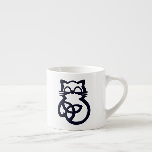 Xícara De Espresso Black Trinity Knot Celtic Cat Espresso Mug (Direita)
