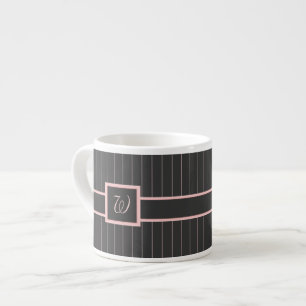 Xícara De Espresso Black with Pink Pinstripes Specialty Mug