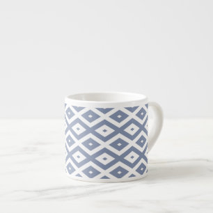 Xícara De Espresso Blue grey and white diamond pattern