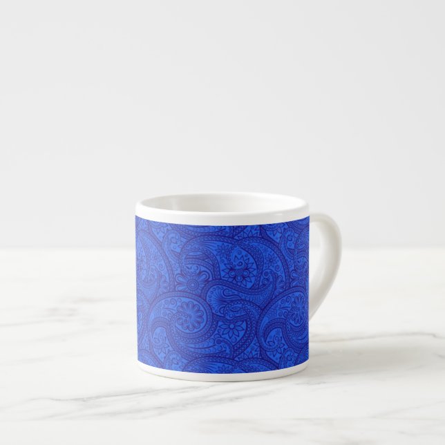Xícara De Espresso Blue Paisley (Frente Esquerda)