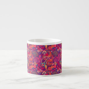 Xícara De Espresso Blush Bloom: Padrão de Jardim Rosa Artístico