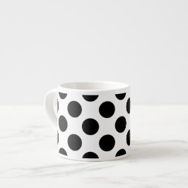 Xícara De Espresso Bolinhas, padrão de Bolinhas, preto e branco