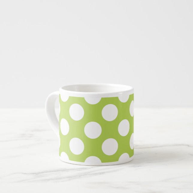 Xícara De Espresso Bolinhas verdes, padrão de Bolinhas, pontos, ponto (Frente Esquerda)