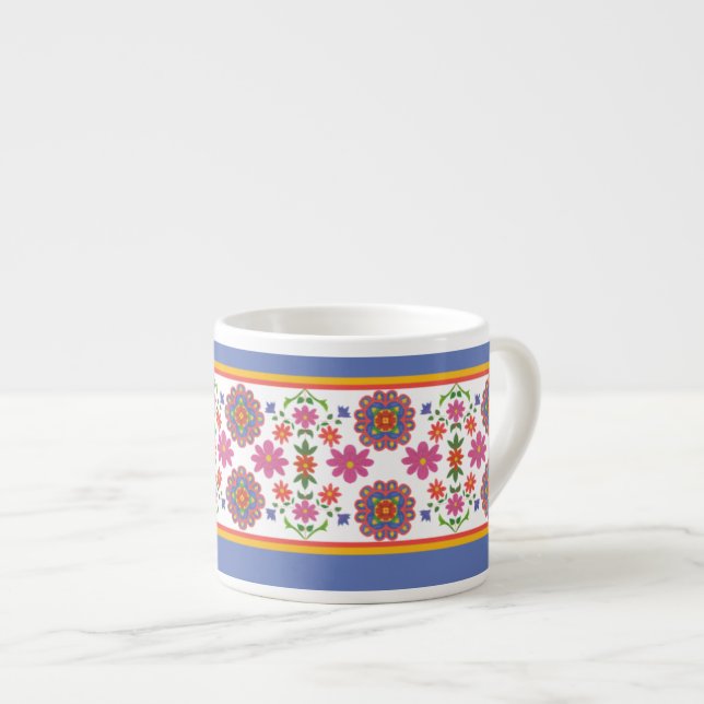 Xícara De Espresso Bonito Rangoli Floral Borders Espresso Mug (Frente Esquerda)