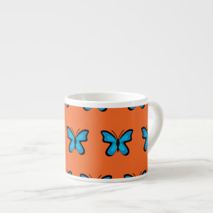 Xícara De Espresso Borboleta Azul
