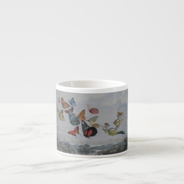 Xícara De Espresso Borboleta e Fada Rainha Borboletas Fadas (Frente)