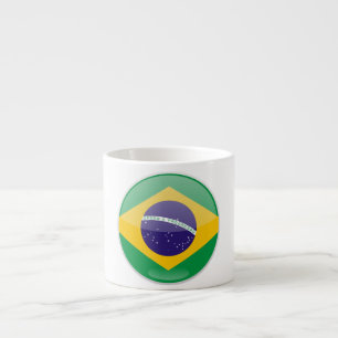 Xícara De Espresso Botão da Bandeira do Brasil