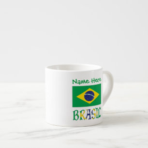 Xícara De Espresso Brasil Bandeira Brasil Nome Personalizado