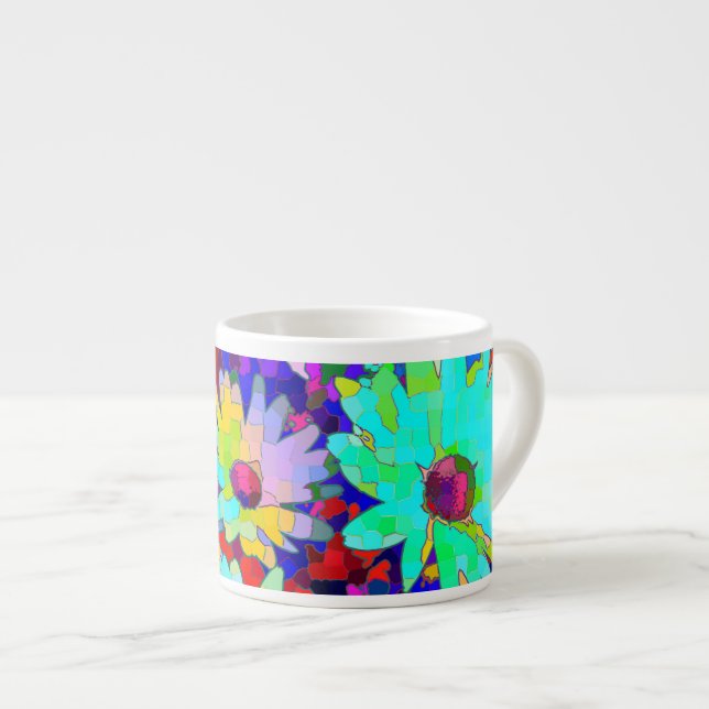 Xícara De Espresso Bright Abstrato Daisies (Frente Esquerda)