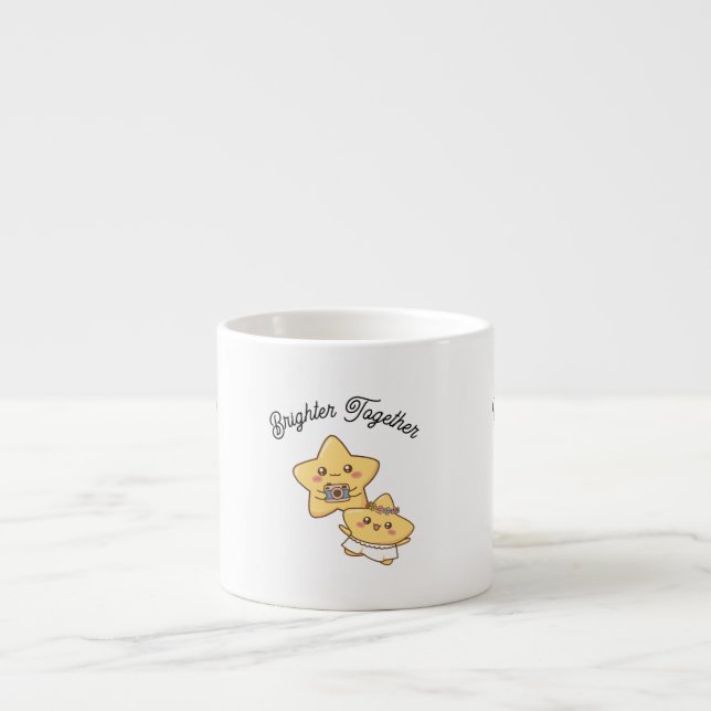 Xícara De Espresso Brighter Together – Cute, lovely Couple Mug Gift (Frente)