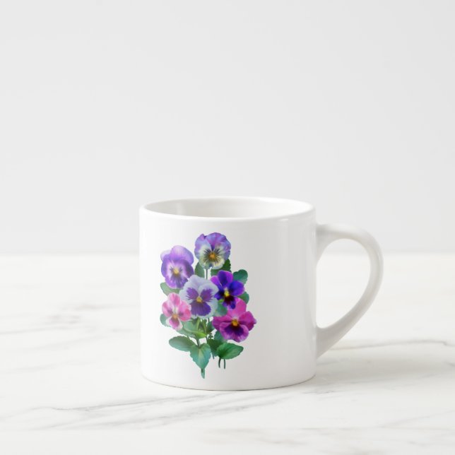 Xícara De Espresso Buquê da Flor de Pansy Violets (Direita)