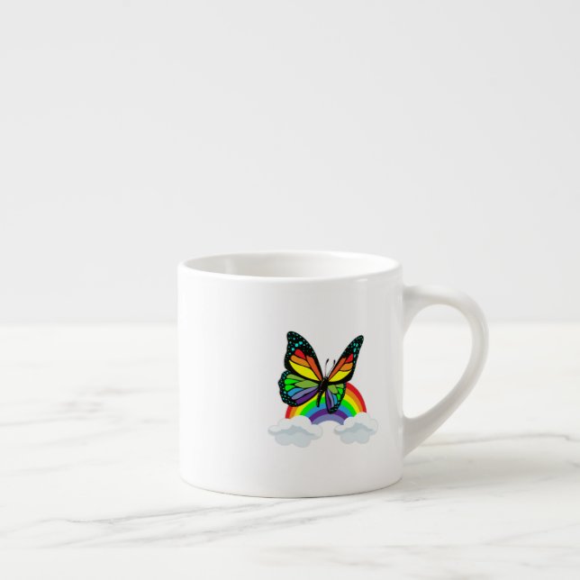 Xícara De Espresso Butterfly with Rainbow (Direita)