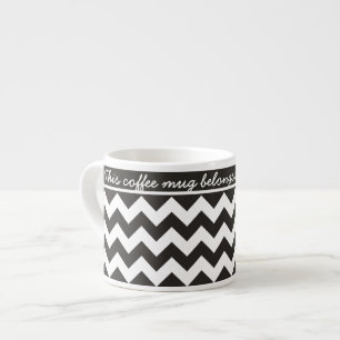 Xícara De Espresso Caça Espresso Personalizada, Chevrons Pretos e Bra