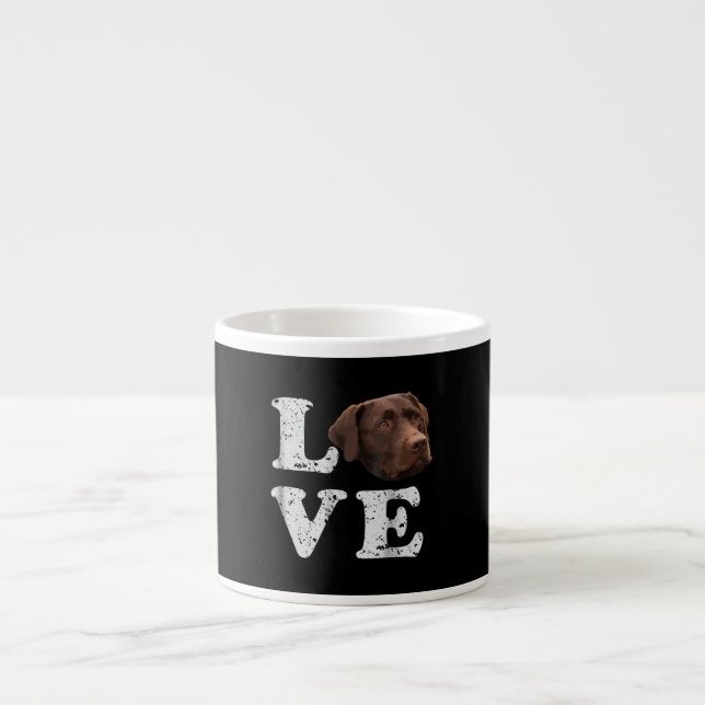 Xícara De Espresso Cachorro | I Love Chocolate Labrador Retriever (Frente)