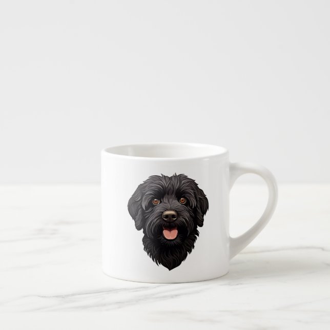 Xícara De Espresso Cachorro Preto Labradoodle (Direita)