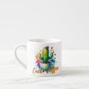 Xícara De Espresso Cacto em Aquarela que ama café