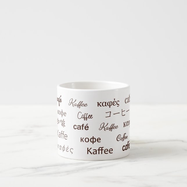 Xícara De Espresso "Café" Escrito em 13 línguas Osso China Mug (Frente)