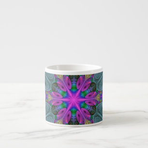 Xícara De Espresso Caleidoscópio de Arte Fractal de Greve Colorida Ma