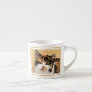 Xícara De Espresso Calico Cat Painting - Gato Original Bonito