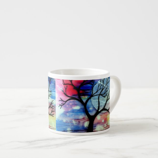Xícara De Espresso Camadas transparentes da árvore e da tinta (Frente Esquerda)