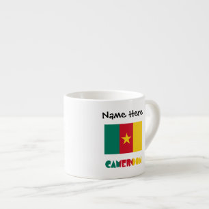 Xícara De Espresso Camarões e Bandeira Camaronesa Personalizada