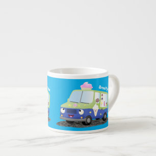 Xícara De Espresso Caminhão de sorvete desenho animado fofo e feliz