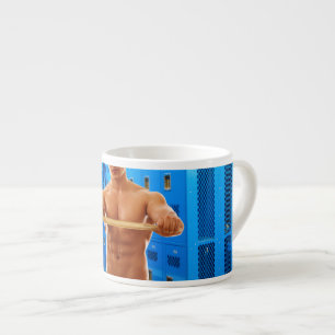 Xícara De Espresso camisa SlipperyJoe do homem musculoso sem peito ab