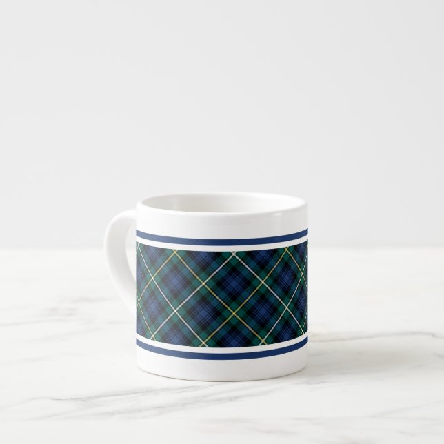 Xícara De Espresso Campbell Clan Marinho Blue Scottish Tartan (Frente Esquerda)