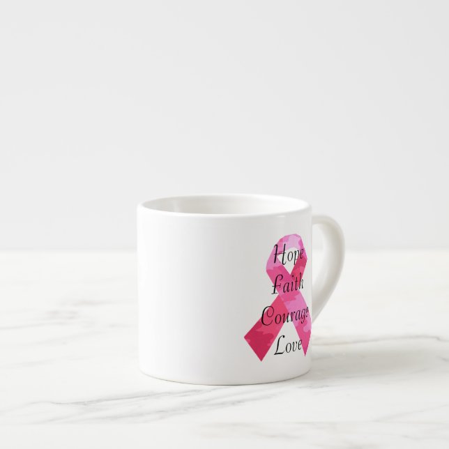Xícara De Espresso Camuflagem Rosa Fita Fé Espresso Mug (Frente Esquerda)