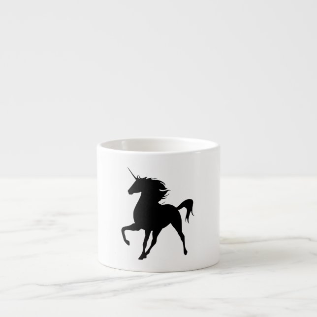 Xícara De Espresso Canhão Silhouette Preto Unicorn (Frente)
